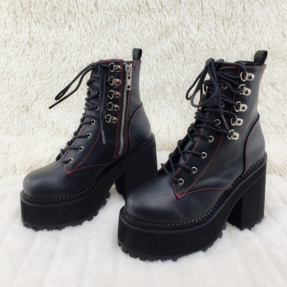 Gothic Punk Chunky Heel Platform Rocker Ankle Boot - Picture 8 of 16